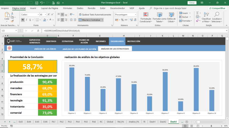 Plantilla Plan estratégico para la gestión empresarial - Hoja de cálculo en Excel