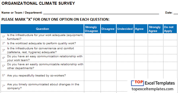organizational climate questionnaire cover