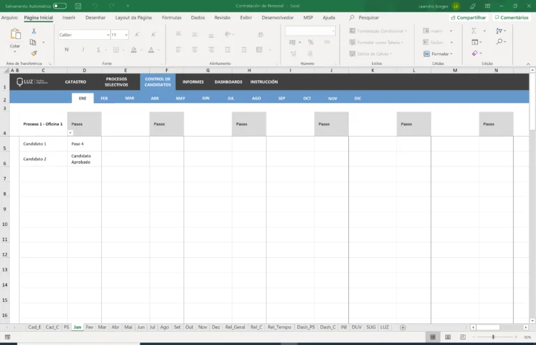 Plantilla processo de reclutamiento y seleccion de personal em Excel